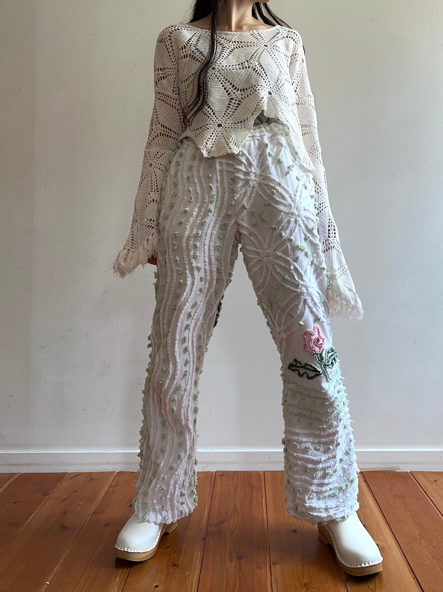 old chenille slim flare pants / muscat