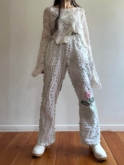 old chenille slim flare pants / muscat