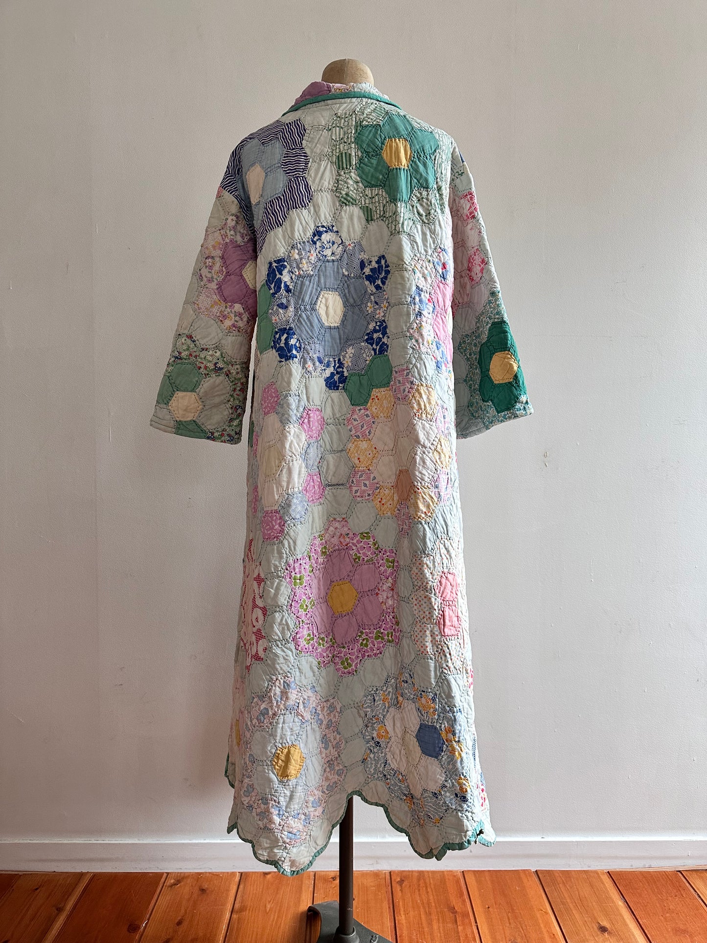 old quilt dress coat