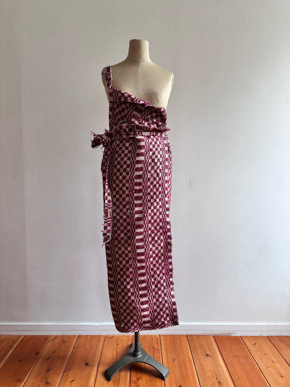 old coverlet wrap long skirt / bordeaux