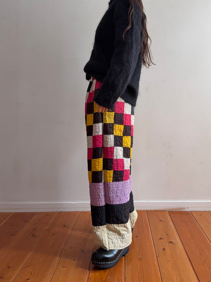 old quilt tuck wide pants