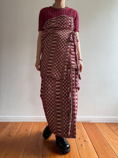 old coverlet wrap short skirt / bordeaux