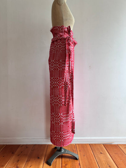 old coverlet wrap long skirt / red