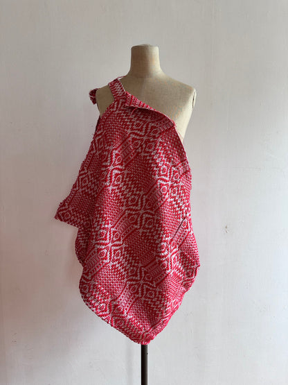 old coverlet wrap short skirt / red