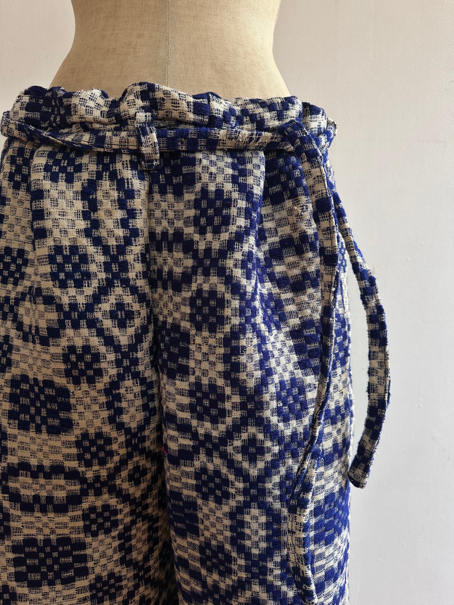 old coverlet wide tuck pants / navy× white