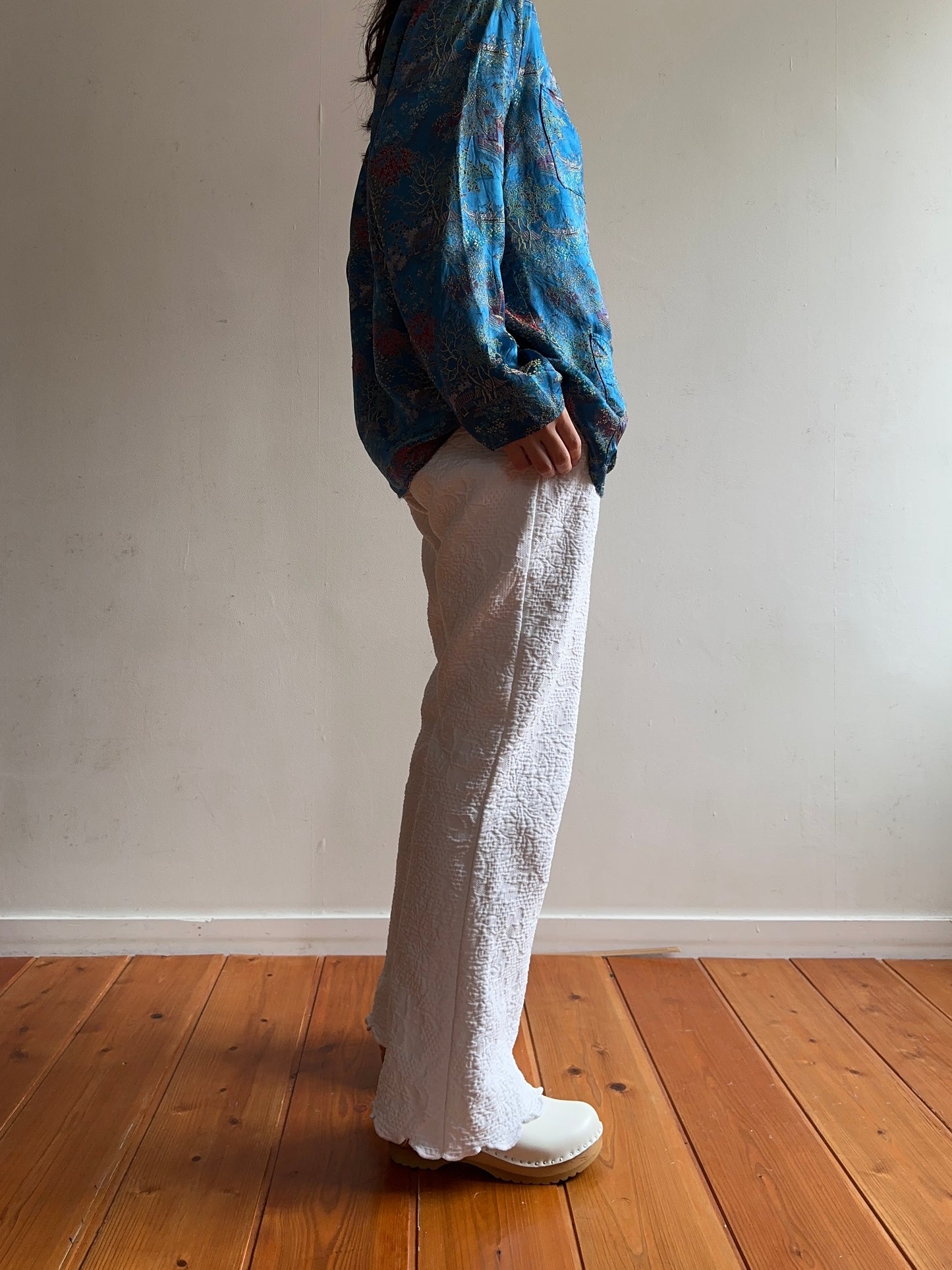 old fabric slim flare pants