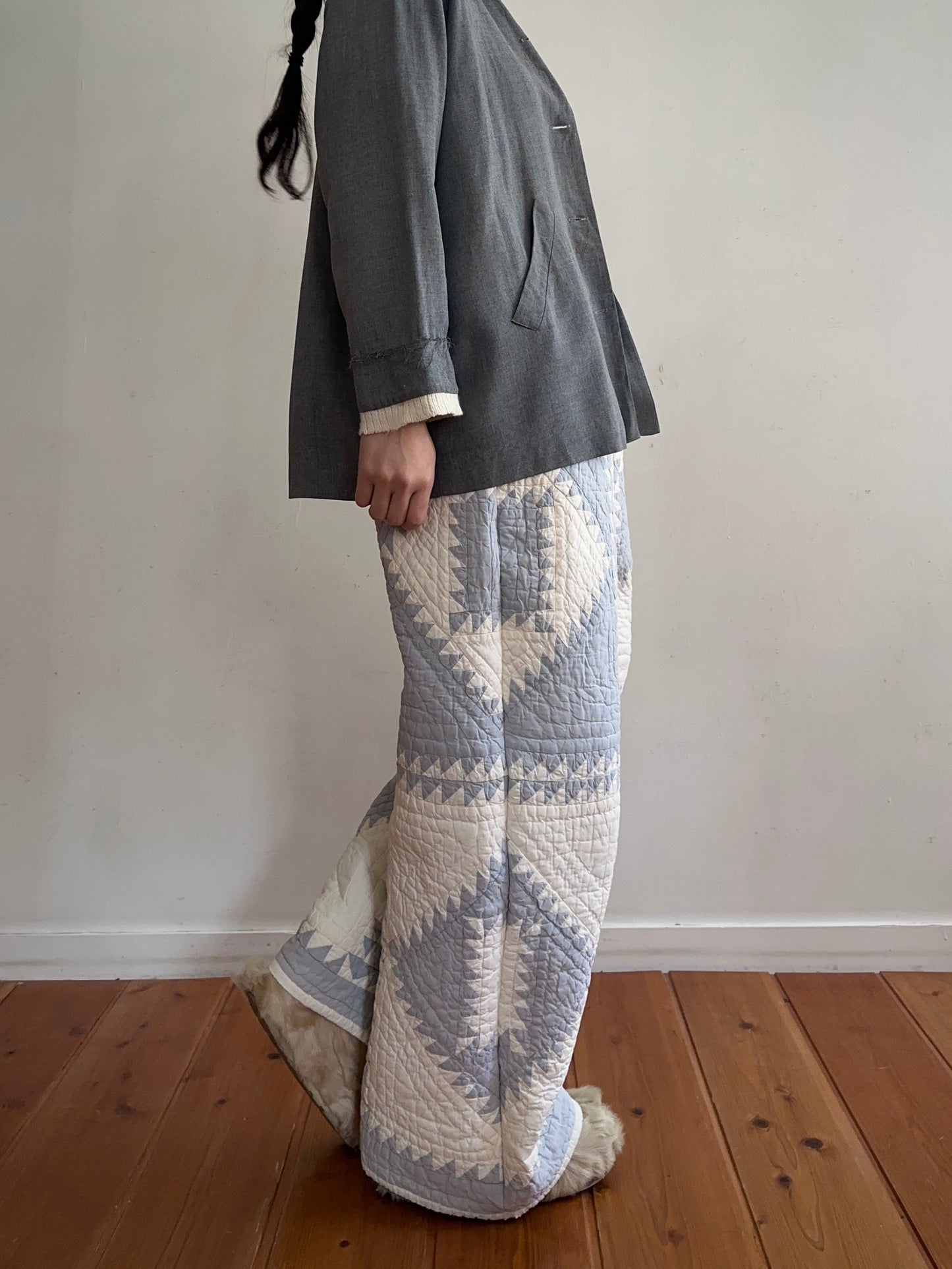 old quilt tuck wide pants