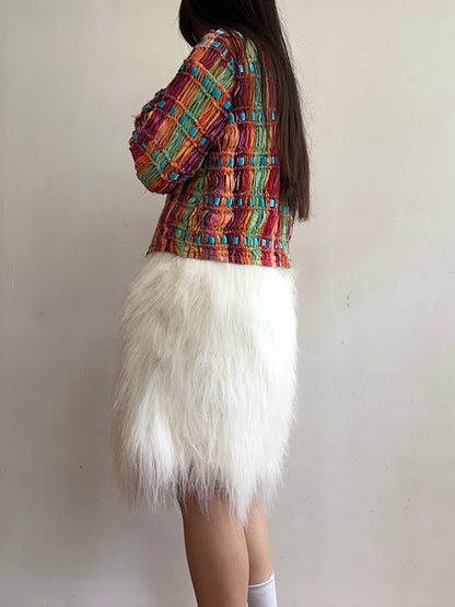 old fur short pants / white