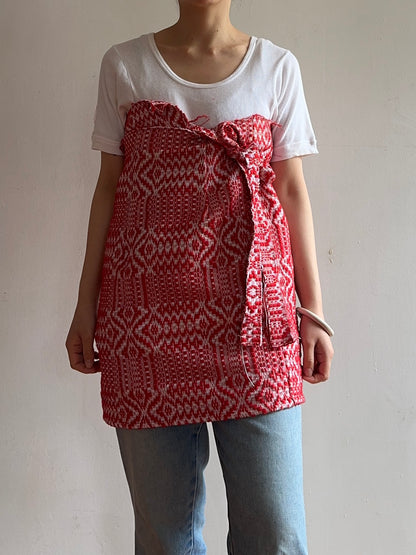 old coverlet wrap short skirt / red