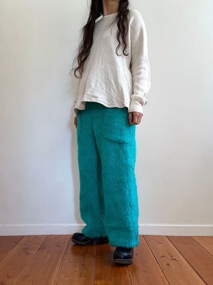 old fur pants / turquoise