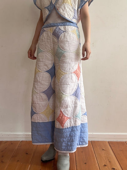old quilt wide pants