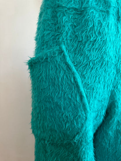 old fur pants / turquoise