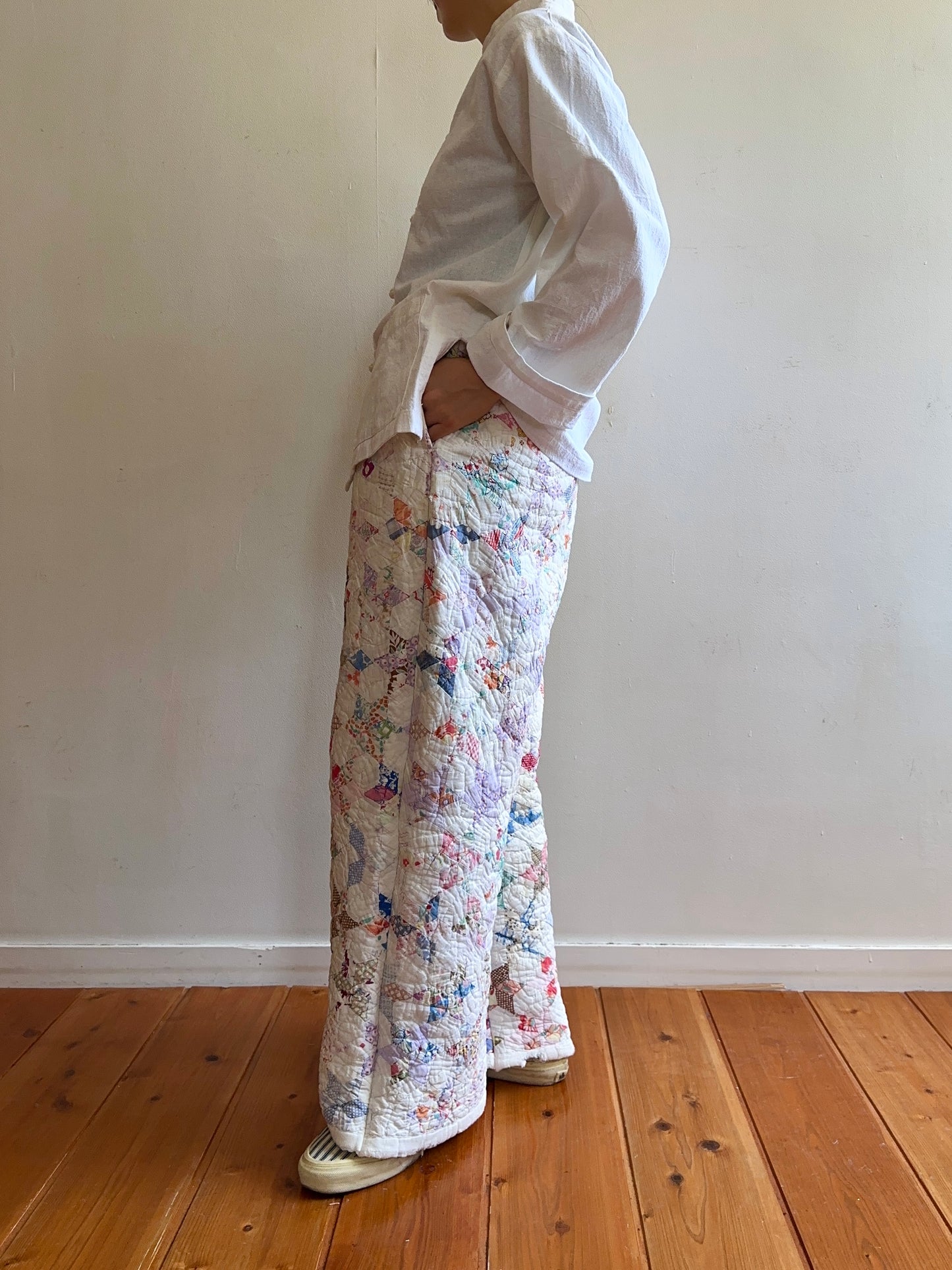 old quilt tuck wide pants