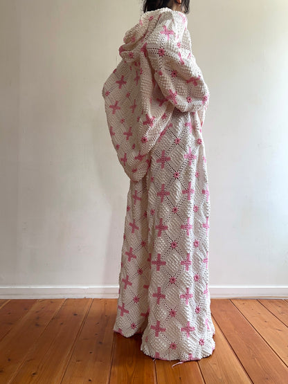 old crochet lace many tuck pants