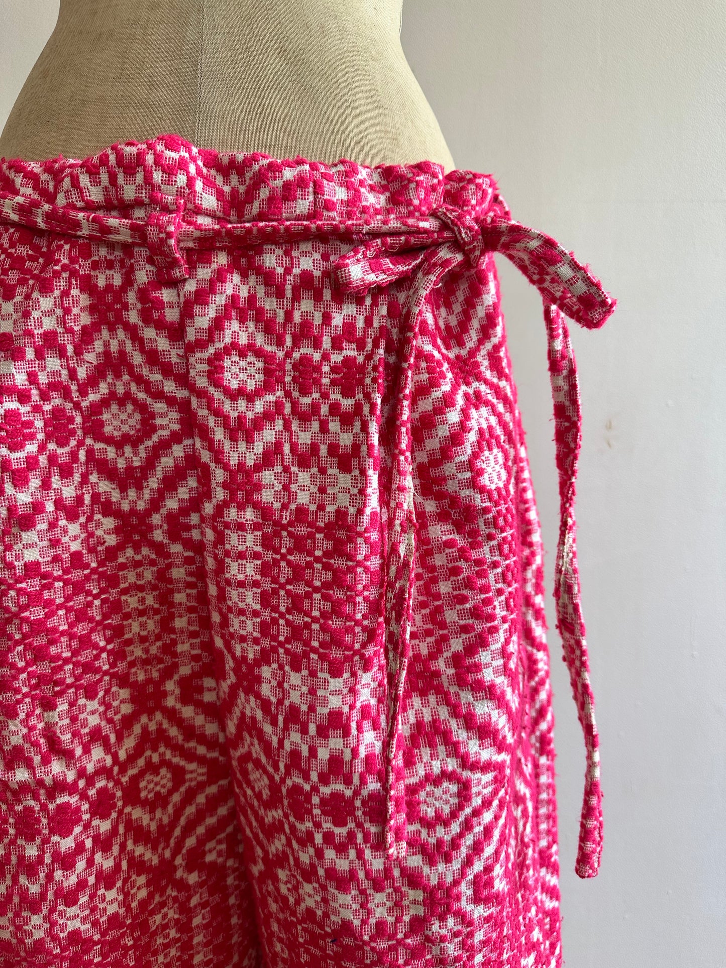 old coverlet tuck wide pants / pink × white