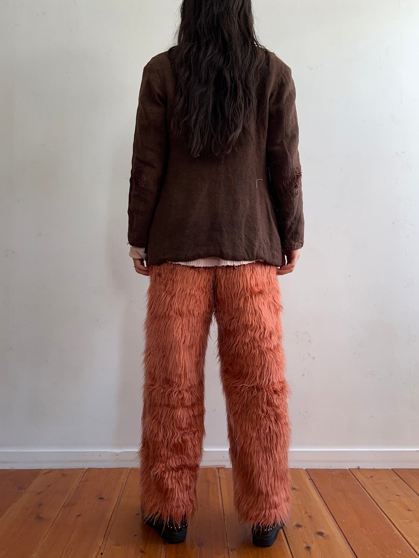old fur pants /pink brown