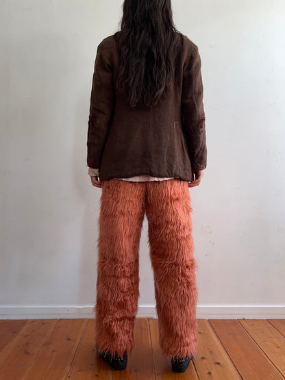 old fur pants /pink brown