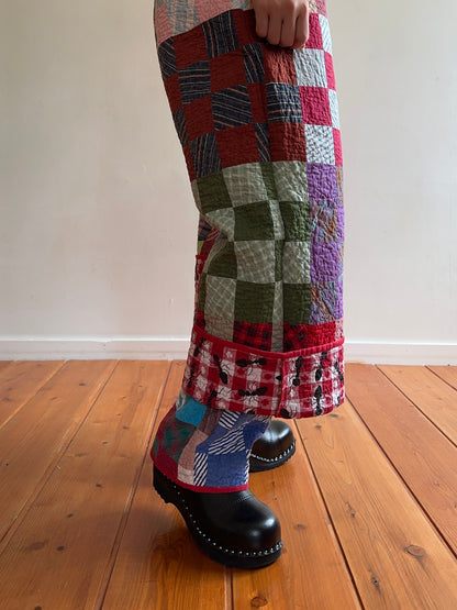 old quilt tuck wide pants