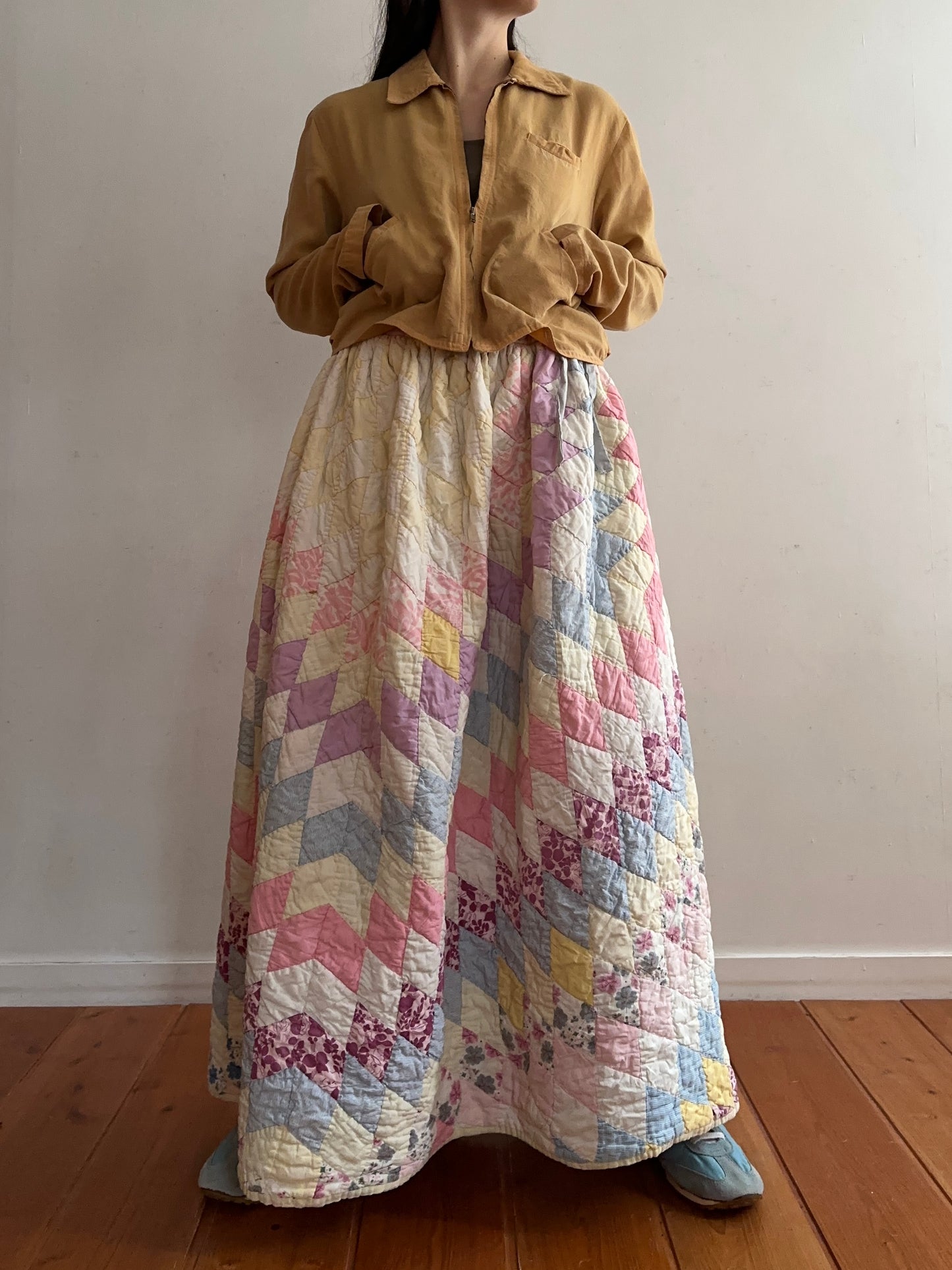 old quilt gather skirt