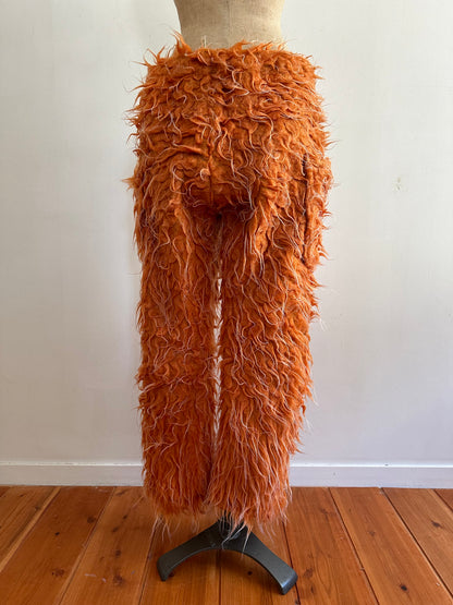 old fur slim pants /orange
