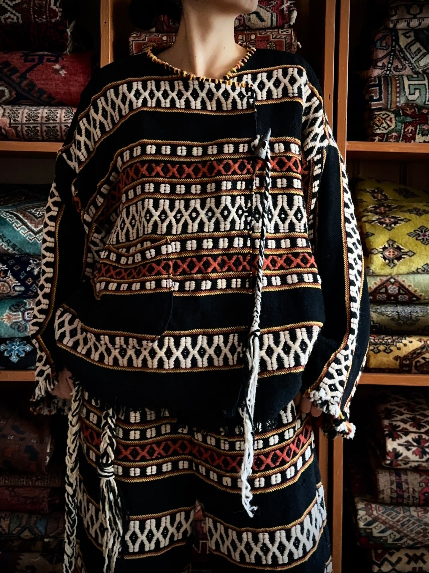 old handwoven textile set-up