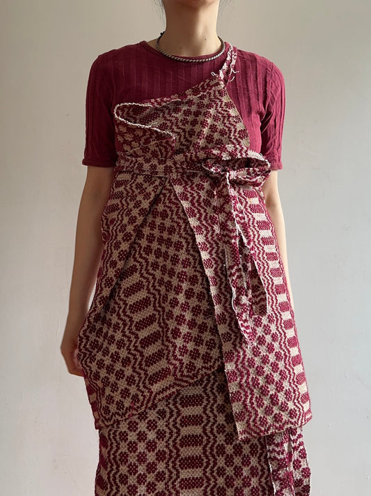 old coverlet wrap short skirt / bordeaux