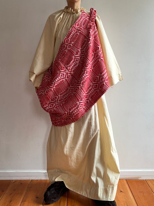 old coverlet wrap short skirt / red