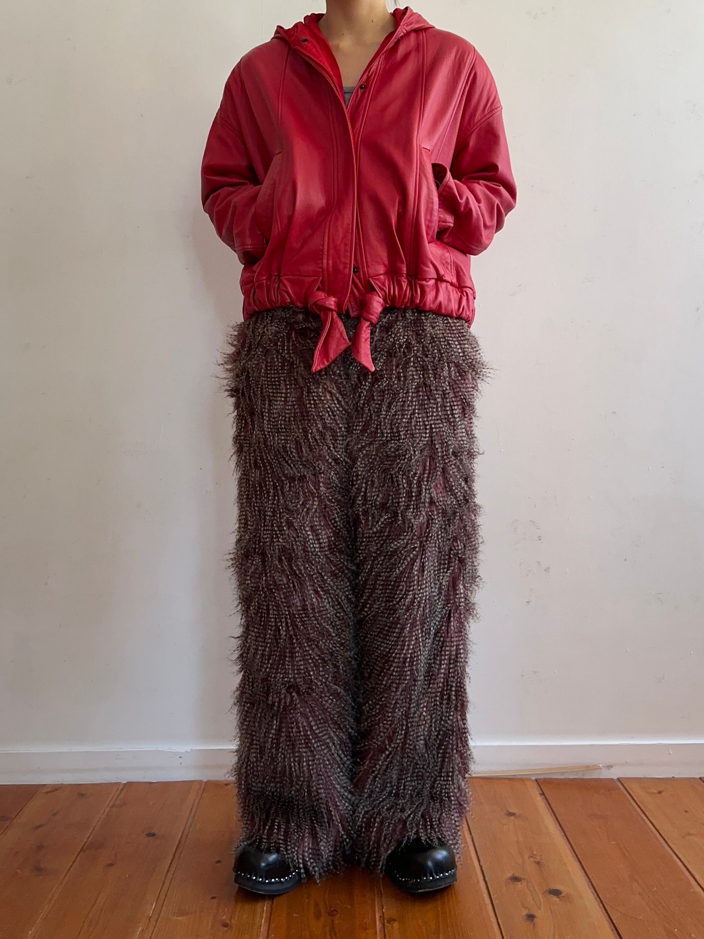 old fur pants / peacock mauve