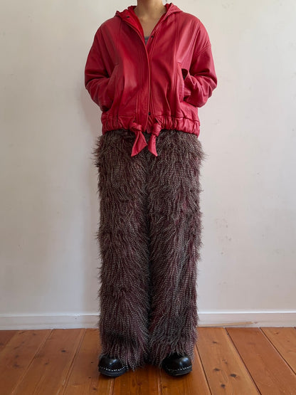 old fur pants / peacock mauve
