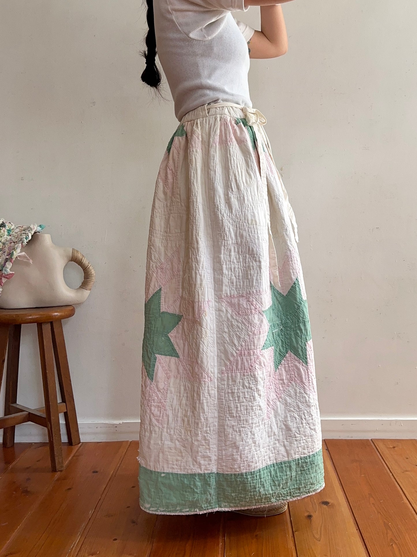 antique quilt pocket gather skirt