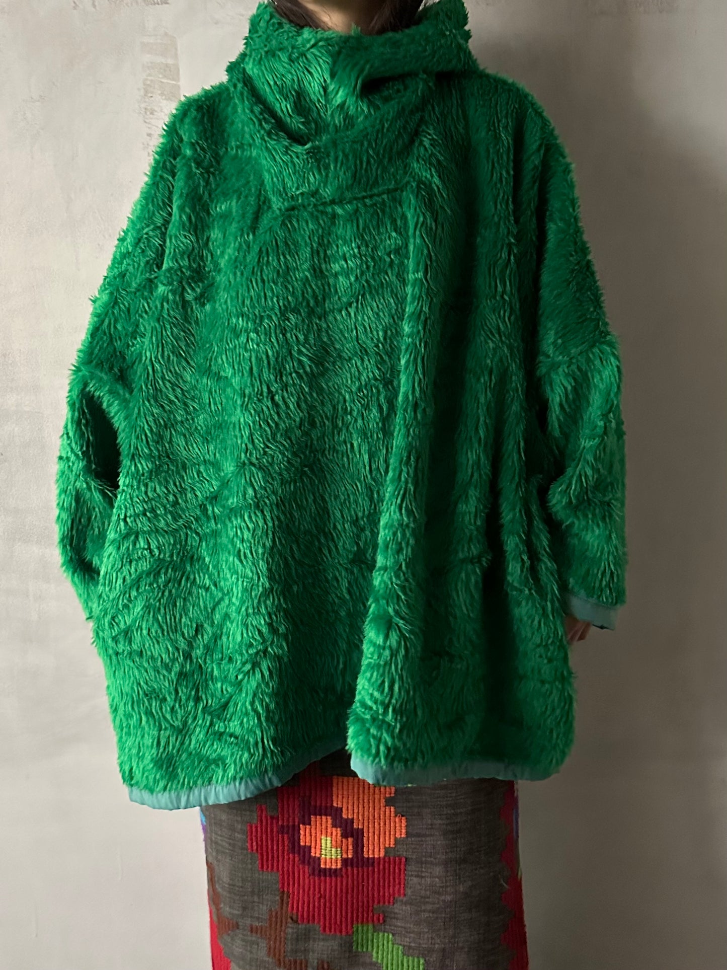 old fur parka / green
