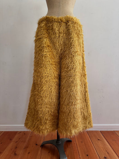 old fur wide pants / mustard