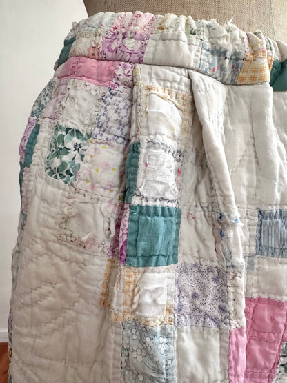 old quilt tuck short pants “boro”