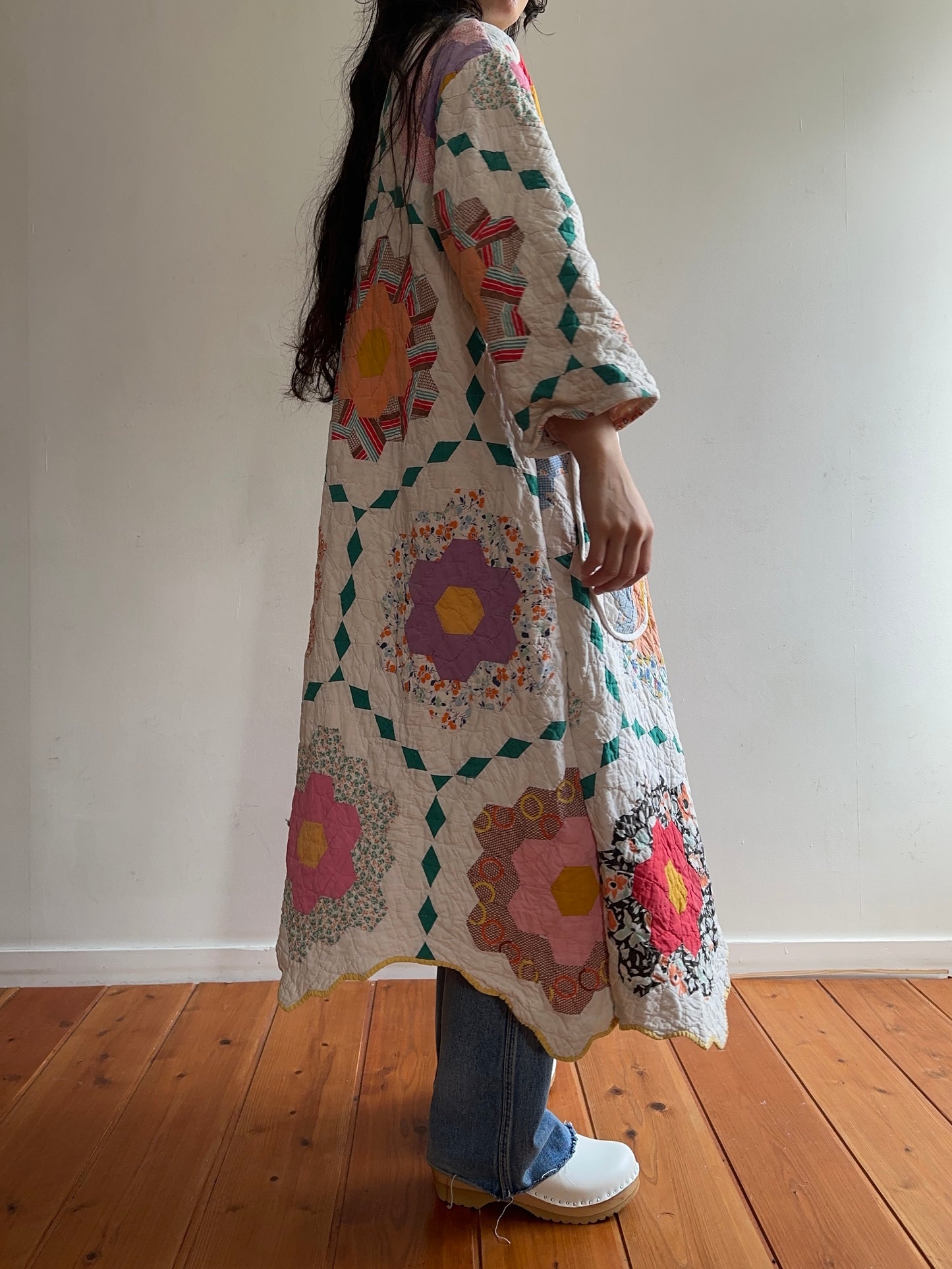 old quilt dress coat