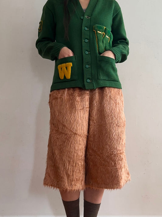 old fur half pants / pink beige