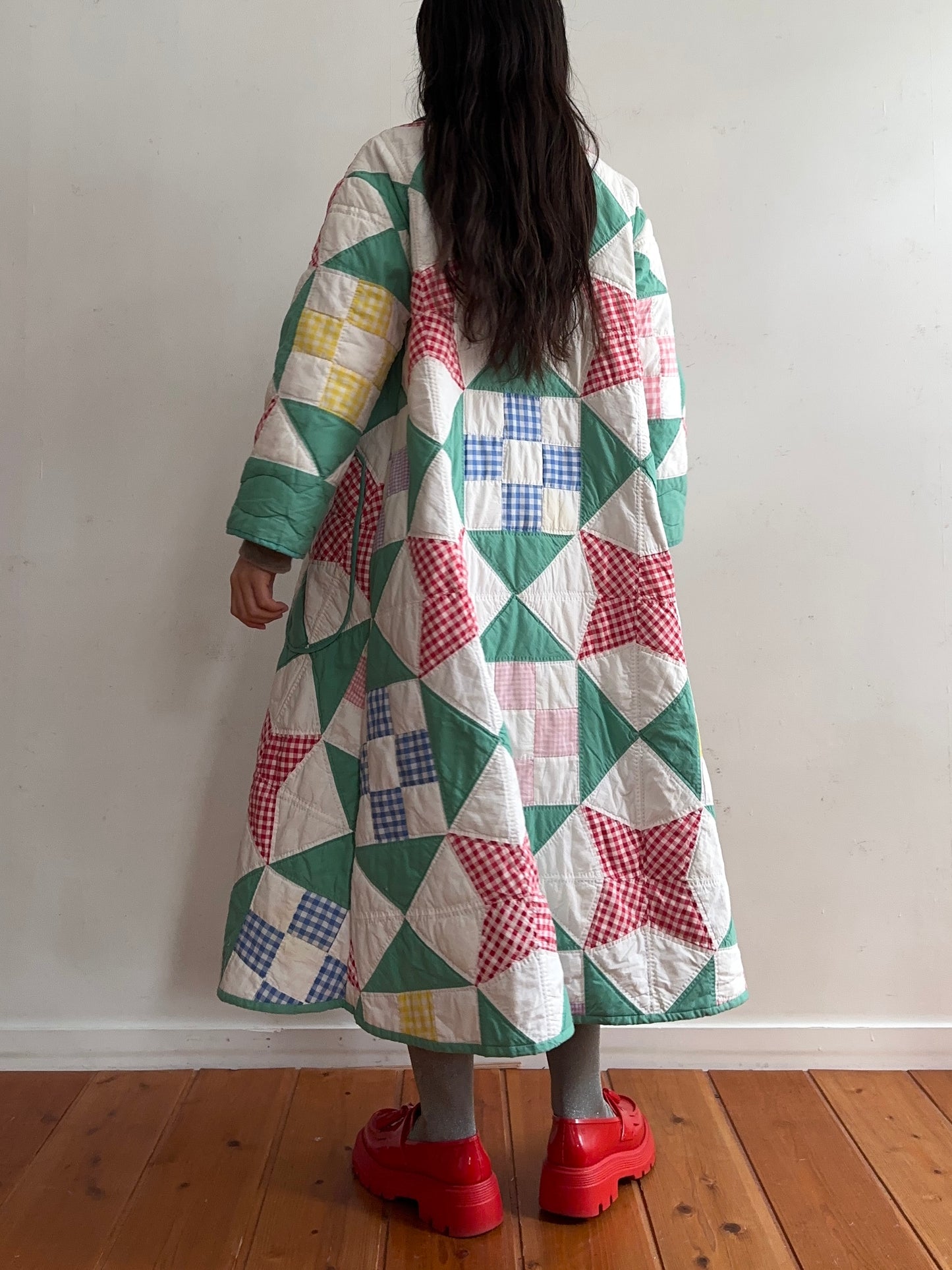 old quilt dress coat