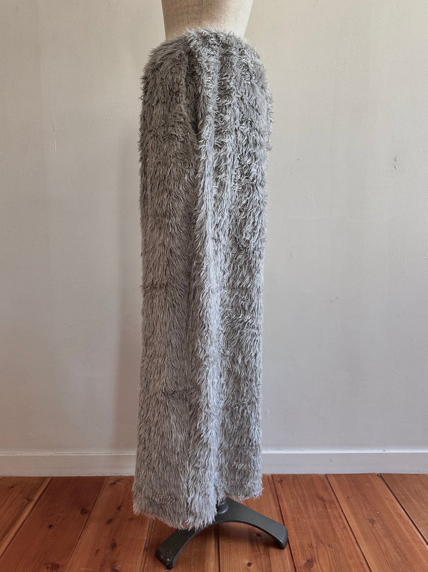 old fur wide pants / silver