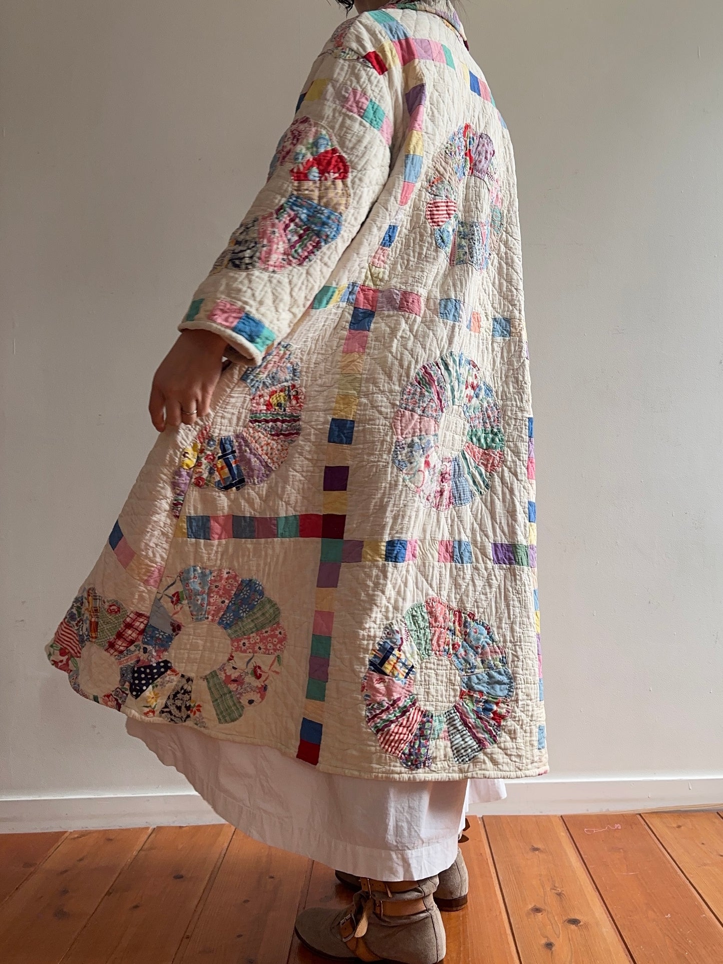 old quilt dress coat