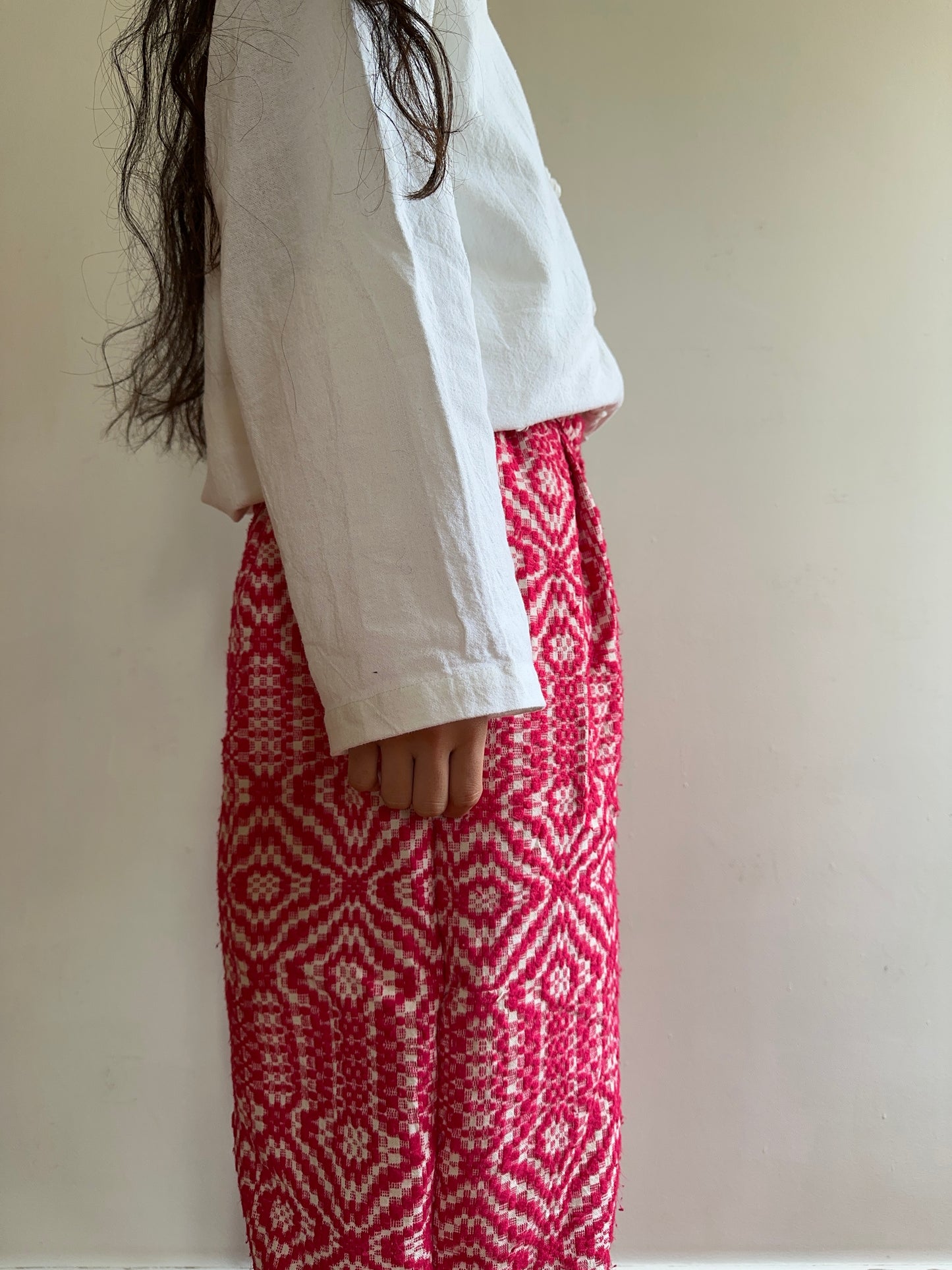 old coverlet tuck wide pants / pink × white