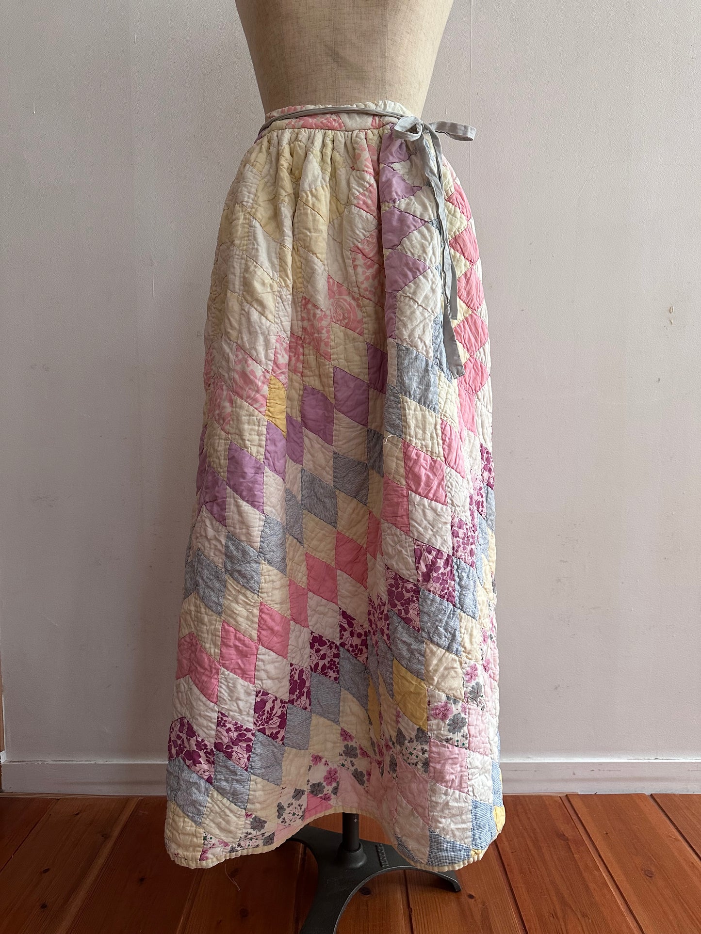 old quilt gather skirt