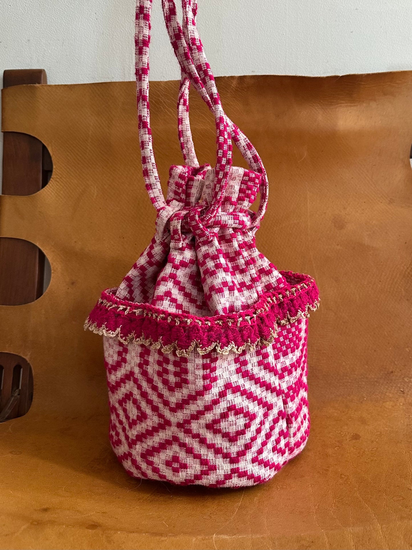 old coverlet pocket bag