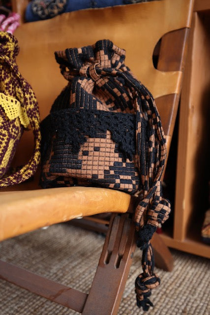 old coverlet pocket bag