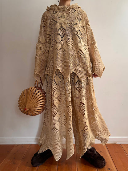 old crochet lace parka