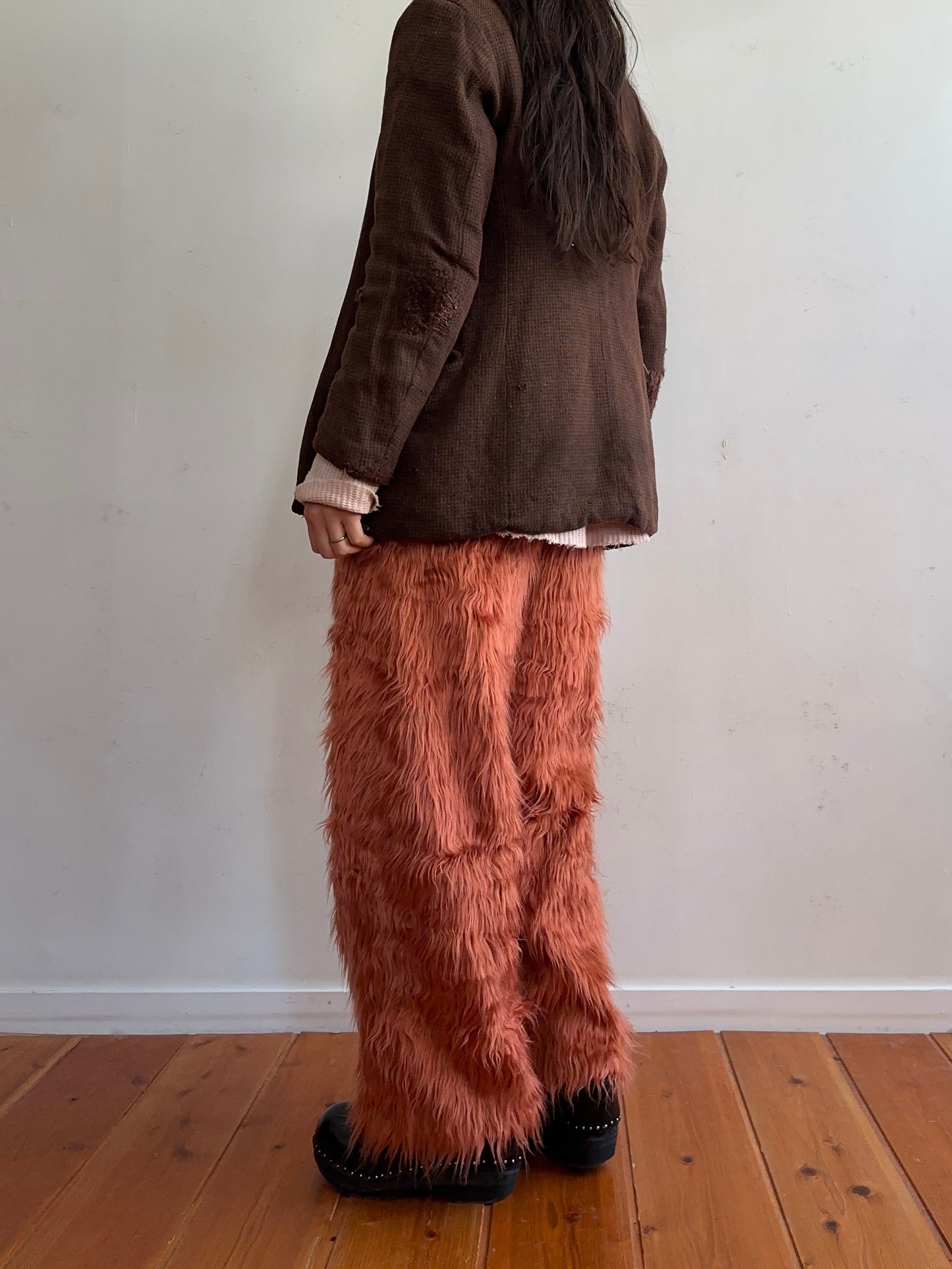old fur pants /pink brown