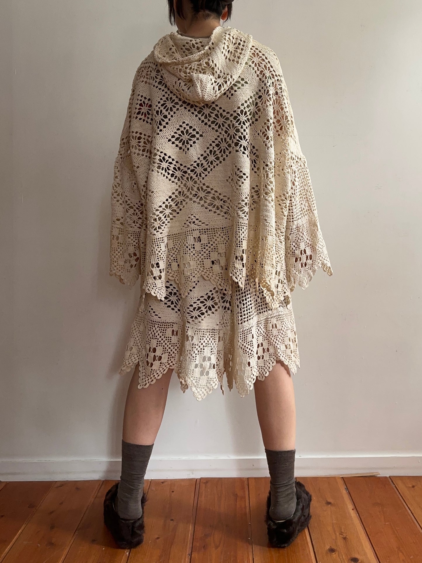 old crochet lace parka