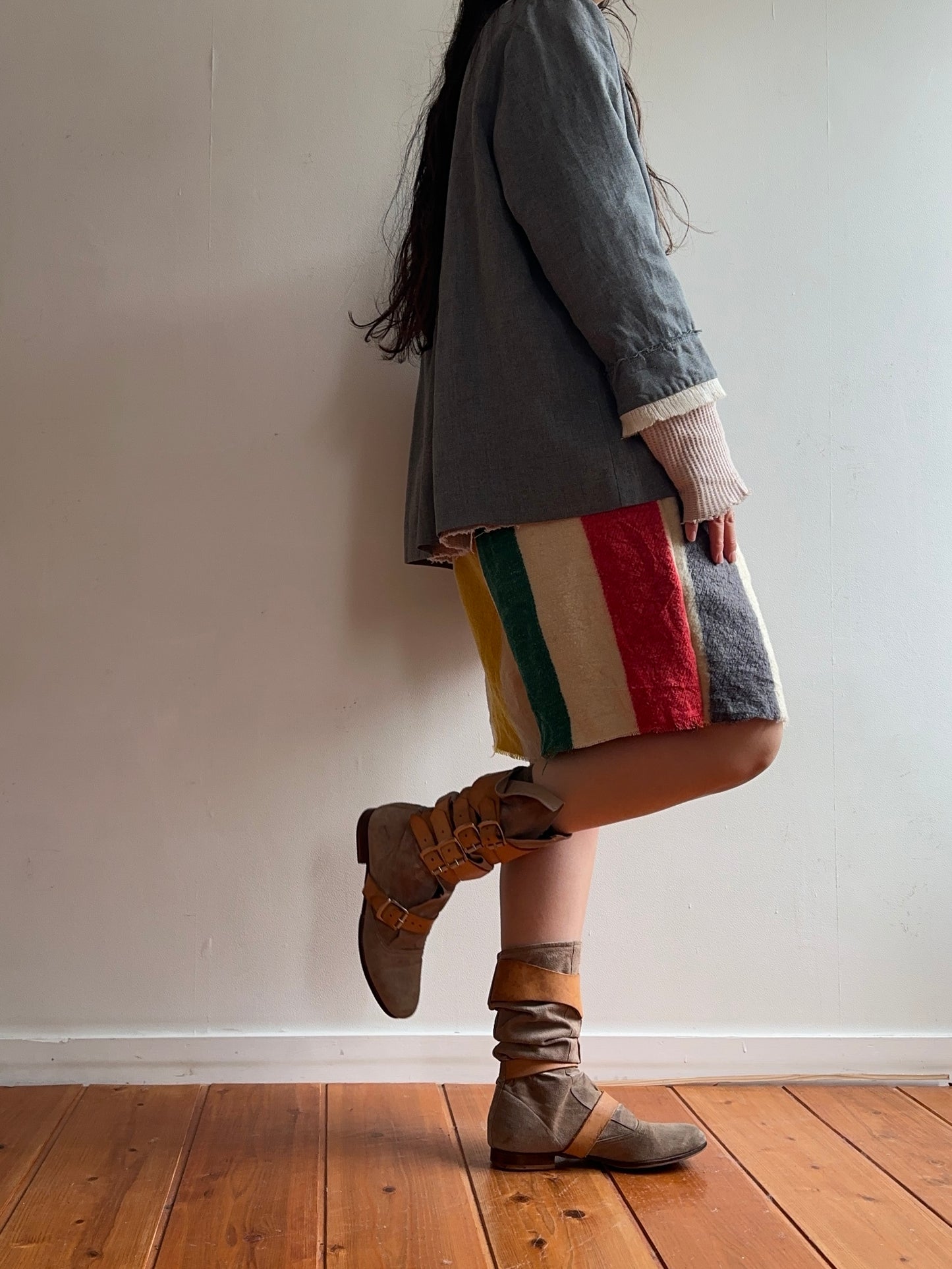 old blank short pants / stripe