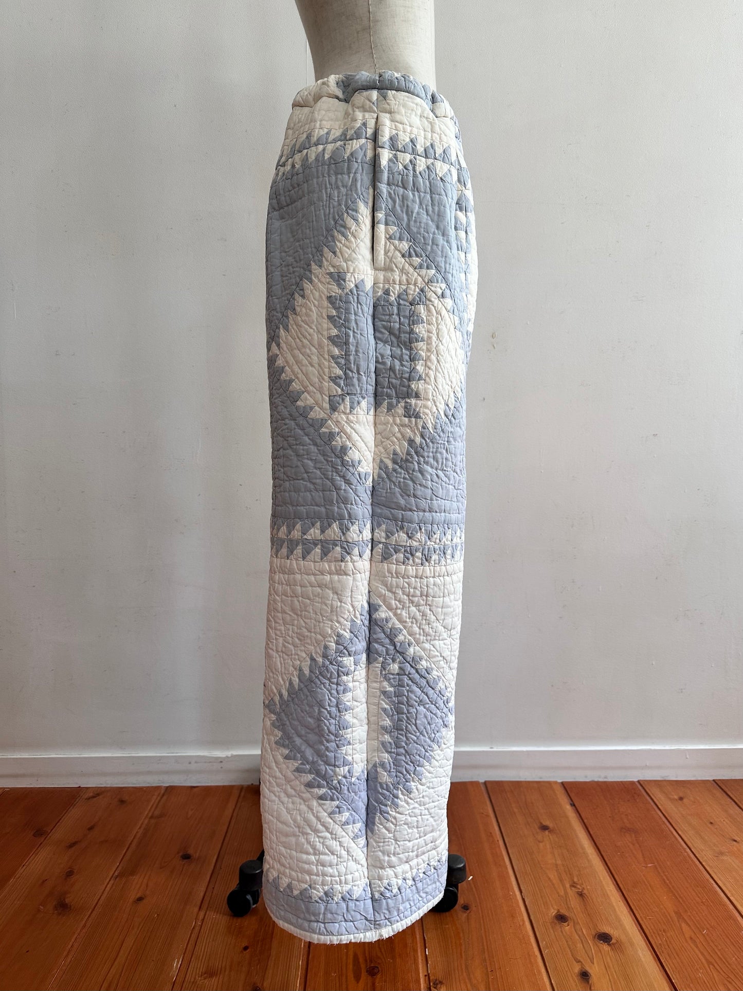 old quilt tuck wide pants