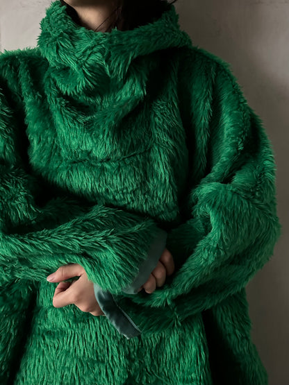 old fur parka / green