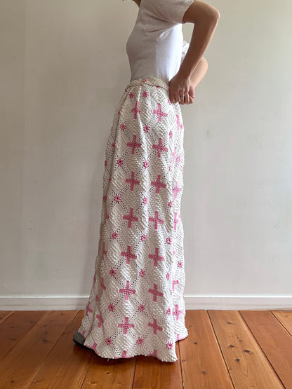 old crochet lace many tuck pants