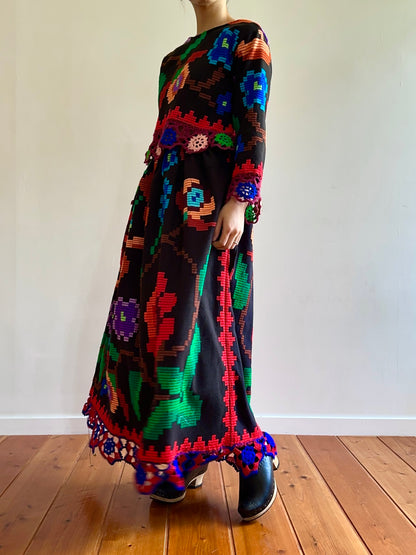 flower hand stitch gather skirt